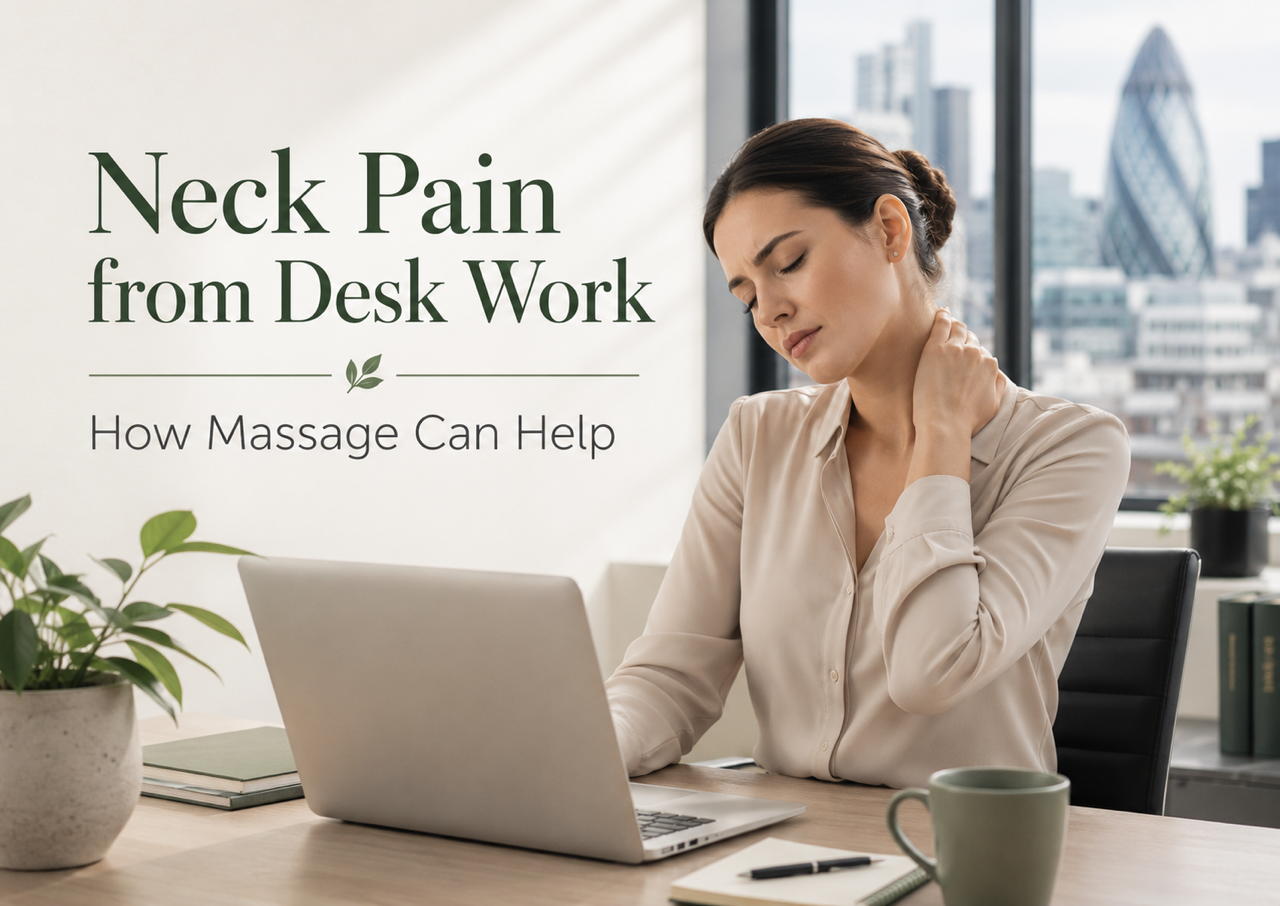 Read more about the article Neck Pain from Desk Work — Why It Happens and How Therapeutic Massage Helps