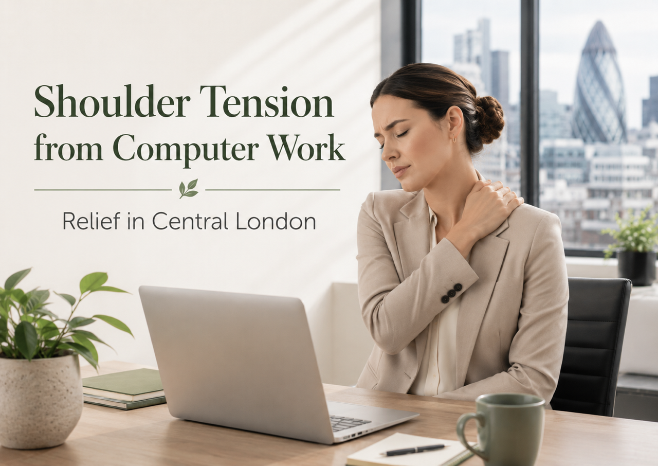 Read more about the article Shoulder Tension from Desk Work – Why It Happens and Why Massage Feels So Good